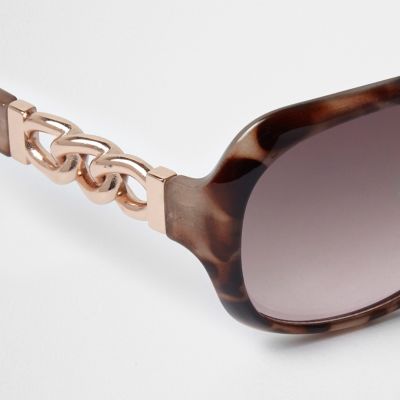 Girls brown animal print oversized sunglasses